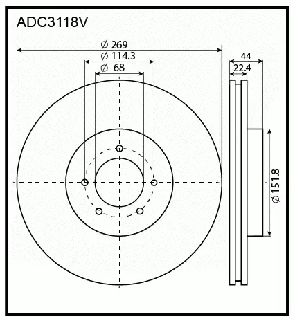 Тормозной диск ALLIED NIPPON ADC3118V 1441277011 QHM 6LUP