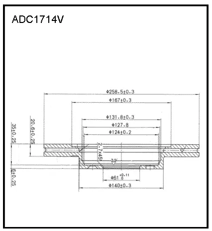 Тормозной диск ALLIED NIPPON 9O 0B6 ADC1714V 1441277013 изображение 0