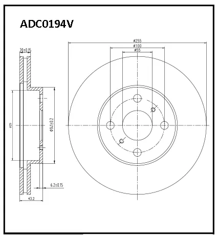 Тормозной диск ALLIED NIPPON O3XNK A 1441277079 ADC0194V