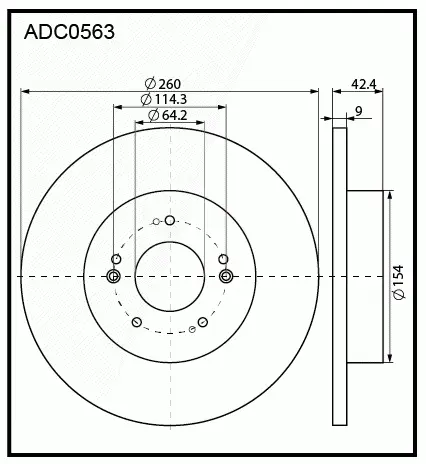 Тормозной диск ALLIED NIPPON ADC0563 KWH AA 1441277118