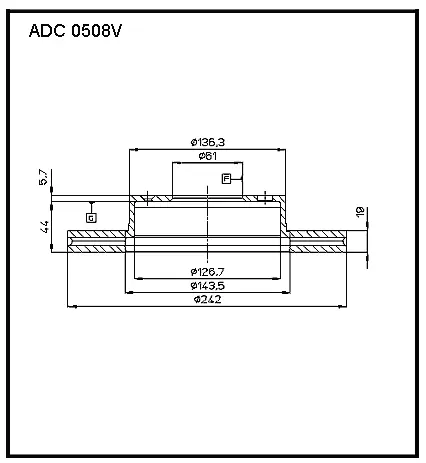 Тормозной диск ALLIED NIPPON ADC0508V OEK9W 7 1441277131
