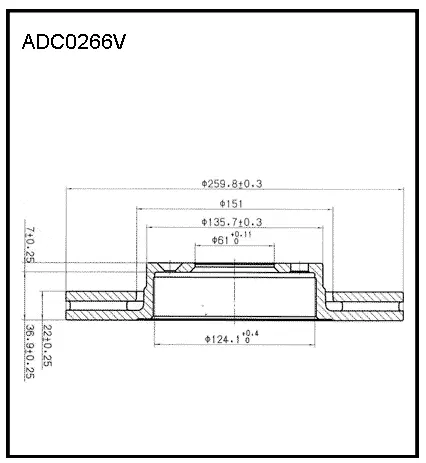 Тормозной диск ALLIED NIPPON V2P 02 ADC0266V 1441277202