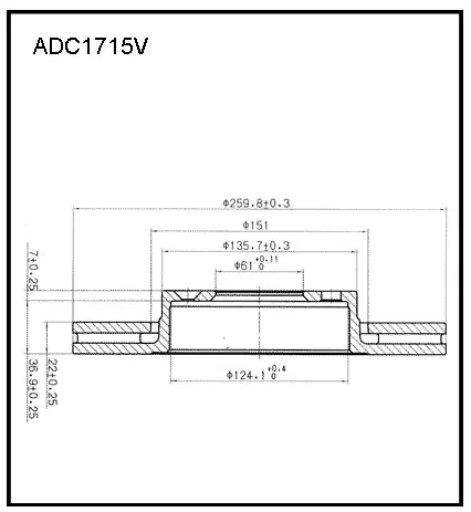Тормозной диск ALLIED NIPPON ADC1715V RQ0C 916 1441277203