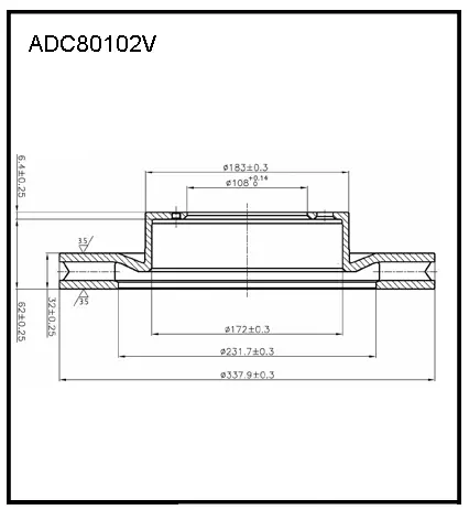 Тормозной диск ALLIED NIPPON 1441277216 VWV8J P6 ADC80102V изображение 0