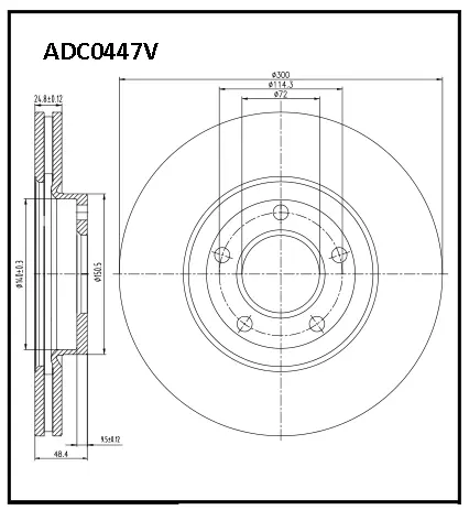 Тормозной диск ALLIED NIPPON ADC0447V 1441277232 UYK0 T3R изображение 0