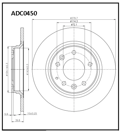 Тормозной диск ALLIED NIPPON 1441277239 YATJ IV ADC0450