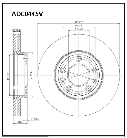 Тормозной диск ALLIED NIPPON 1441277240 ADC0445V P8IC5 5 изображение 0