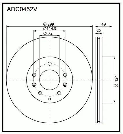 Тормозной диск ALLIED NIPPON 1441277241 Z1MU P1 ADC0452V