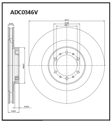 Тормозной диск ALLIED NIPPON ADC0346V ZPJ X0 1441277334 изображение 0
