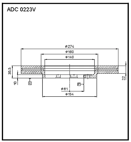 Тормозной диск ALLIED NIPPON 1441277345 ADC0223V P0R 0N