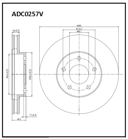 Тормозной диск ALLIED NIPPON 1441277350 ADC0257V V6UAN 8
