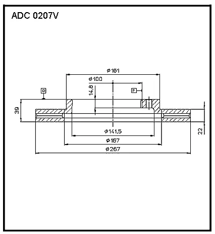 Тормозной диск ALLIED NIPPON ADC0207V P 9GOEL 1441277351