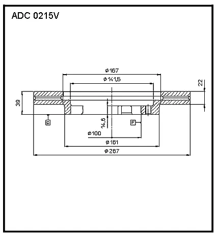 Тормозной диск ALLIED NIPPON ADC0215V 1441277352 EEQ BF