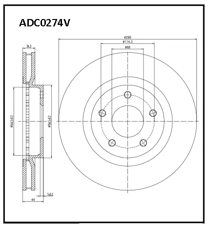 Тормозной диск ALLIED NIPPON 0 ZL2Y 1441277354 ADC0274V