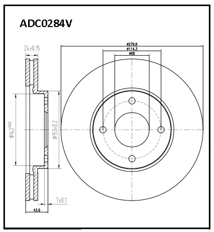 Тормозной диск ALLIED NIPPON ADC0284V 1441277372 BK7N F