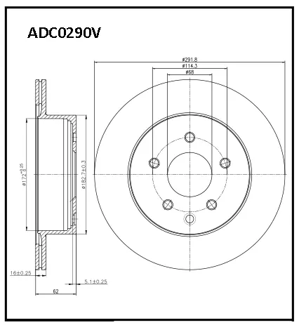 Тормозной диск ALLIED NIPPON ADC0290V HO5 UY 1441277385