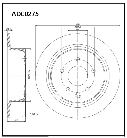 Тормозной диск ALLIED NIPPON 1441277387 ADC0275 4O2 LF4