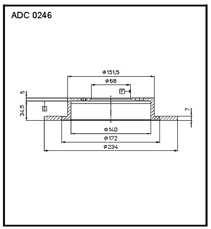 Тормозной диск ALLIED NIPPON 1441277391 ADC0246 OW2 3D