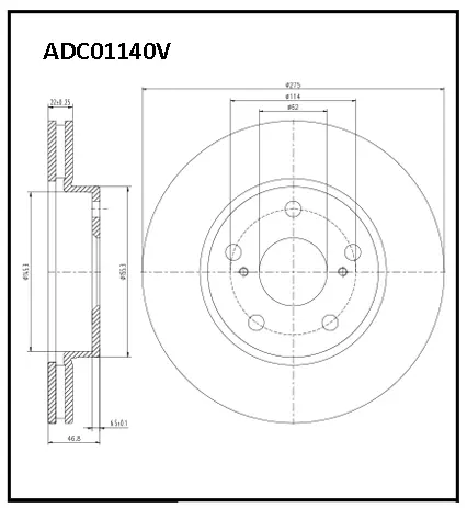 Тормозной диск ALLIED NIPPON 1441277477 ADC01140V B J2M8Y