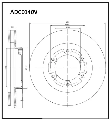 Тормозной диск ALLIED NIPPON M5 C0Z ADC0140V 1441277538