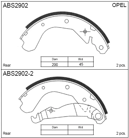 Тормозные колодки барабанные, комплект ALLIED NIPPON 1441277874 ABS2902 S2 3ZXSU