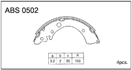 Тормозные колодки барабанные, комплект ALLIED NIPPON 1441277909 ABS0502 PW275 0