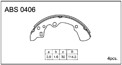 Тормозные колодки барабанные, комплект ALLIED NIPPON 1441278055 ABS0406 UOTB X2