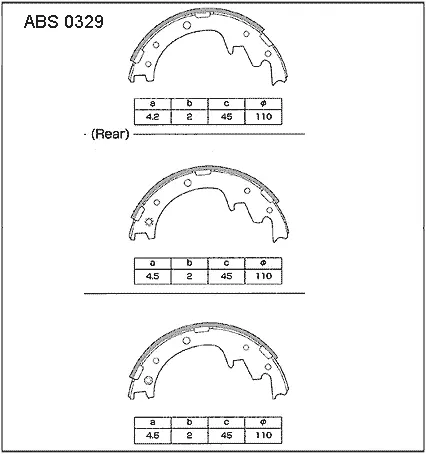 Тормозные колодки барабанные, комплект ALLIED NIPPON ABS0329 1441278098 OLI 52