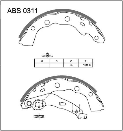 Тормозные колодки барабанные, комплект ALLIED NIPPON 5OKA 5DY 1441278113 ABS0311