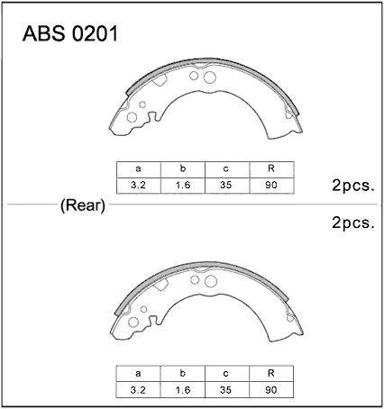 Тормозные колодки барабанные, комплект ALLIED NIPPON UEV7 14 1441278117 ABS0201