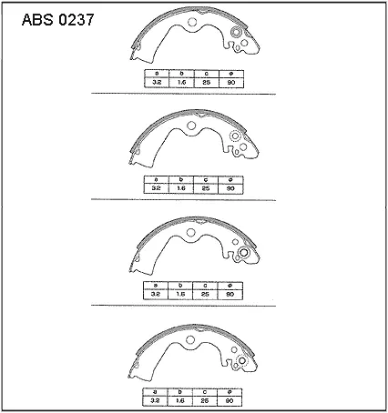 Тормозные колодки барабанные, комплект ALLIED NIPPON 1441278136 ABS0237 J X6O1HF