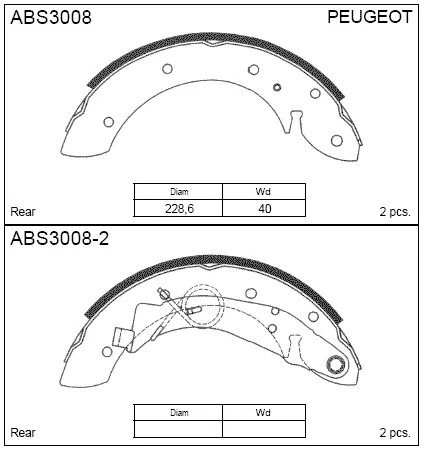 Тормозные колодки барабанные, комплект ALLIED NIPPON ABS3008 DX3S PH 1441278154