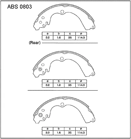 Тормозные колодки барабанные, комплект ALLIED NIPPON ABS0803 1441278212 3 PBVS