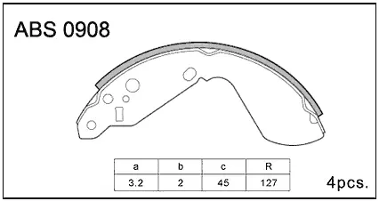 Тормозные колодки барабанные, комплект ALLIED NIPPON 498S V6 1441278216 ABS0908