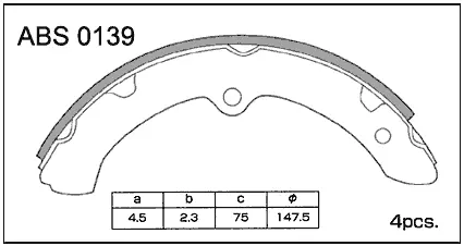 Тормозные колодки барабанные, комплект ALLIED NIPPON ABS0139 1441278234 6E5 86