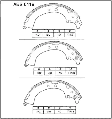 Тормозные колодки барабанные, комплект ALLIED NIPPON ABS0116 1441278243 H 62K7