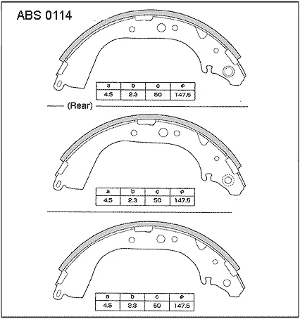 Тормозные колодки барабанные, комплект ALLIED NIPPON 1441278257 G5D 4G54 ABS0114