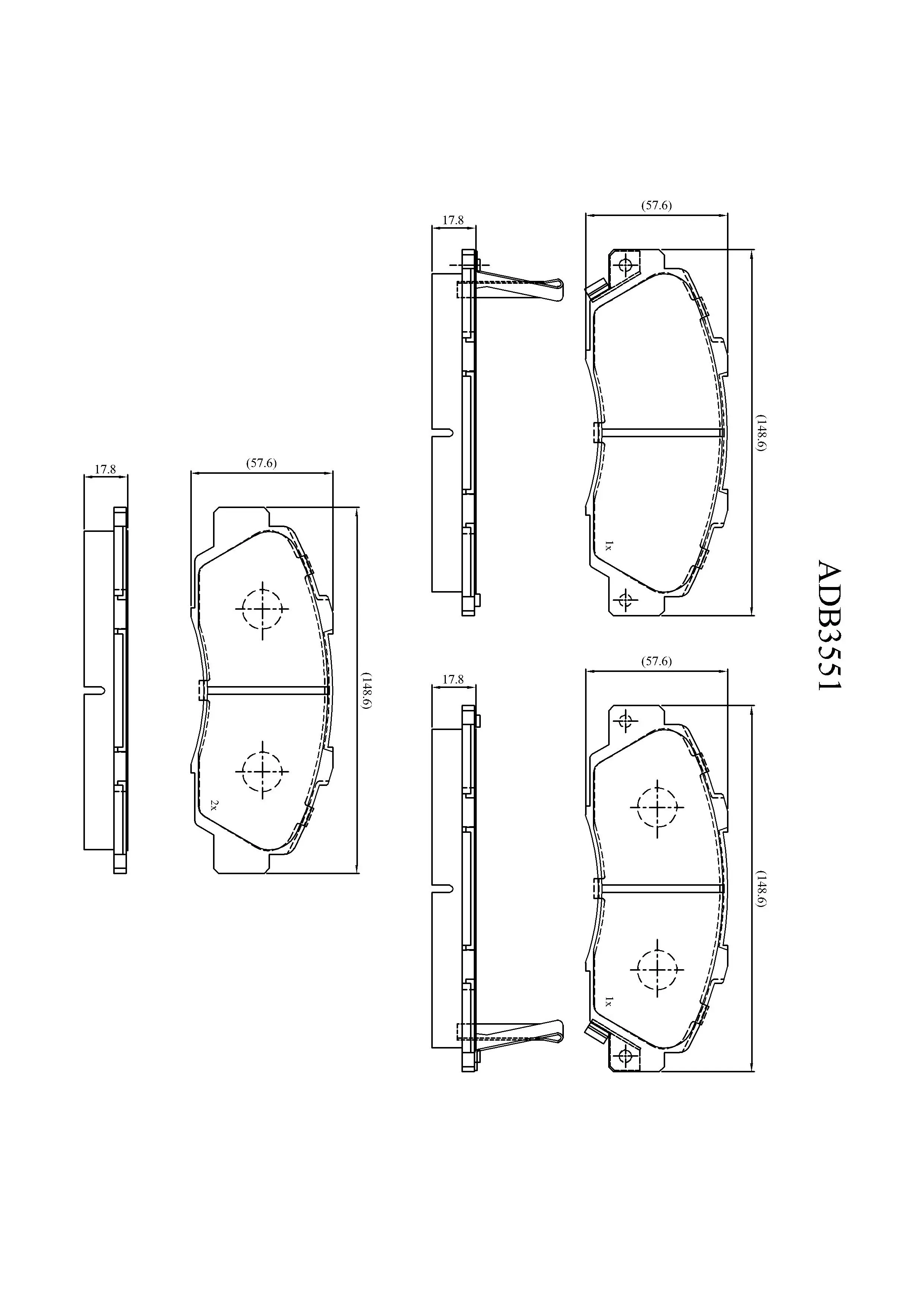 Тормозные колодки дисковые, комплект ALLIED NIPPON 1420937427 GBMD 3X2 ADB3551