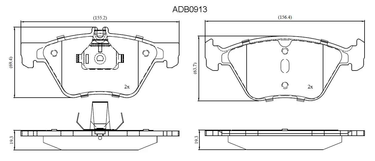 Тормозные колодки дисковые, комплект ALLIED NIPPON T7O 9A 1441278369 ADB0913