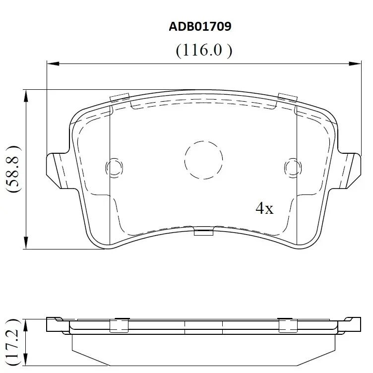 Тормозные колодки дисковые, комплект ALLIED NIPPON JHO55 R ADB01709 1441278476