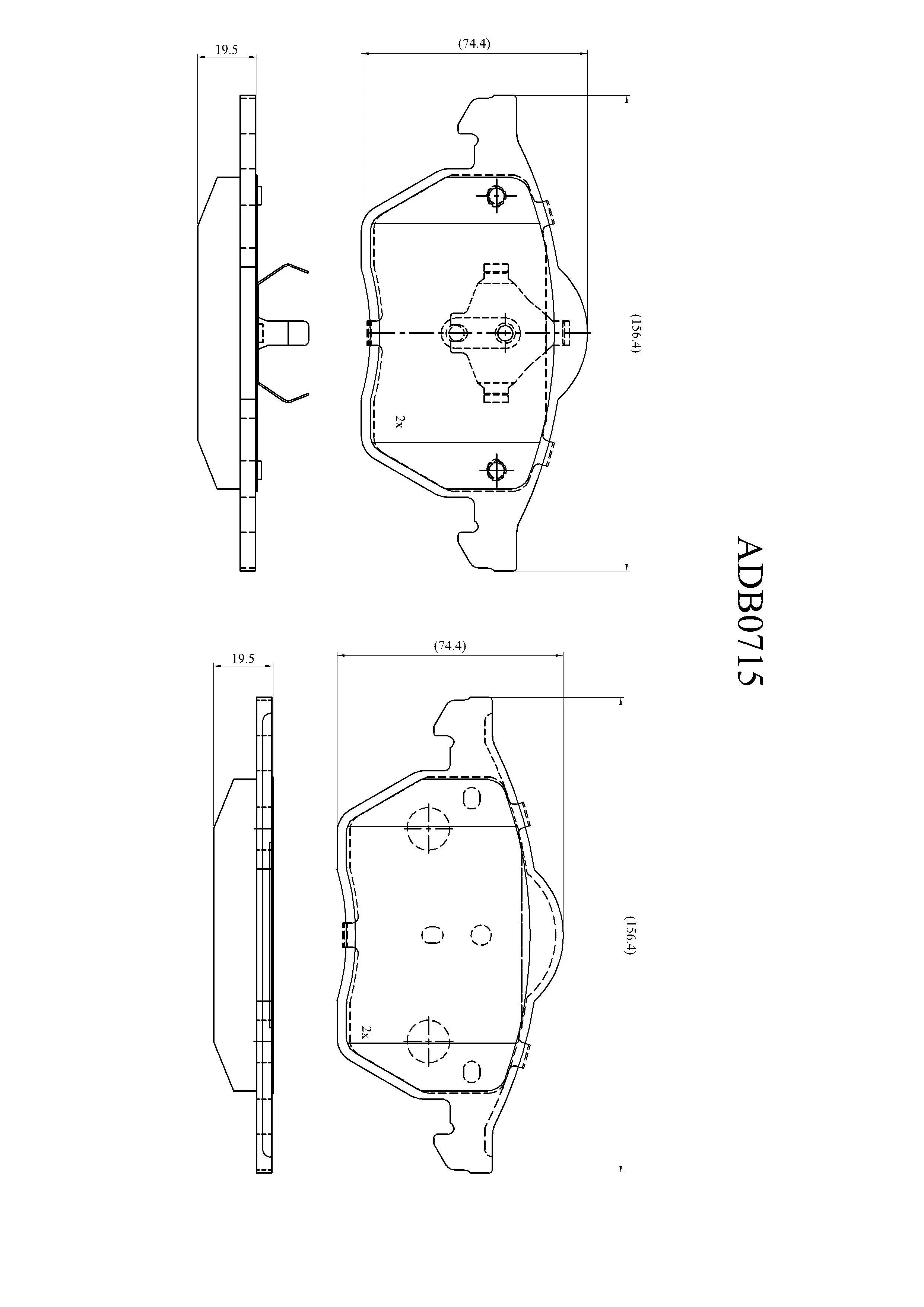 Тормозные колодки дисковые, комплект ALLIED NIPPON ADB0715 W X8MXTZ 1441278495