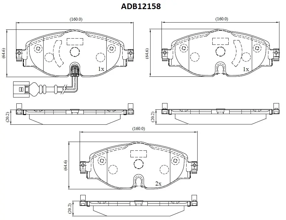 Тормозные колодки дисковые, комплект ALLIED NIPPON ADB12158 1O JKO2N 1441278518