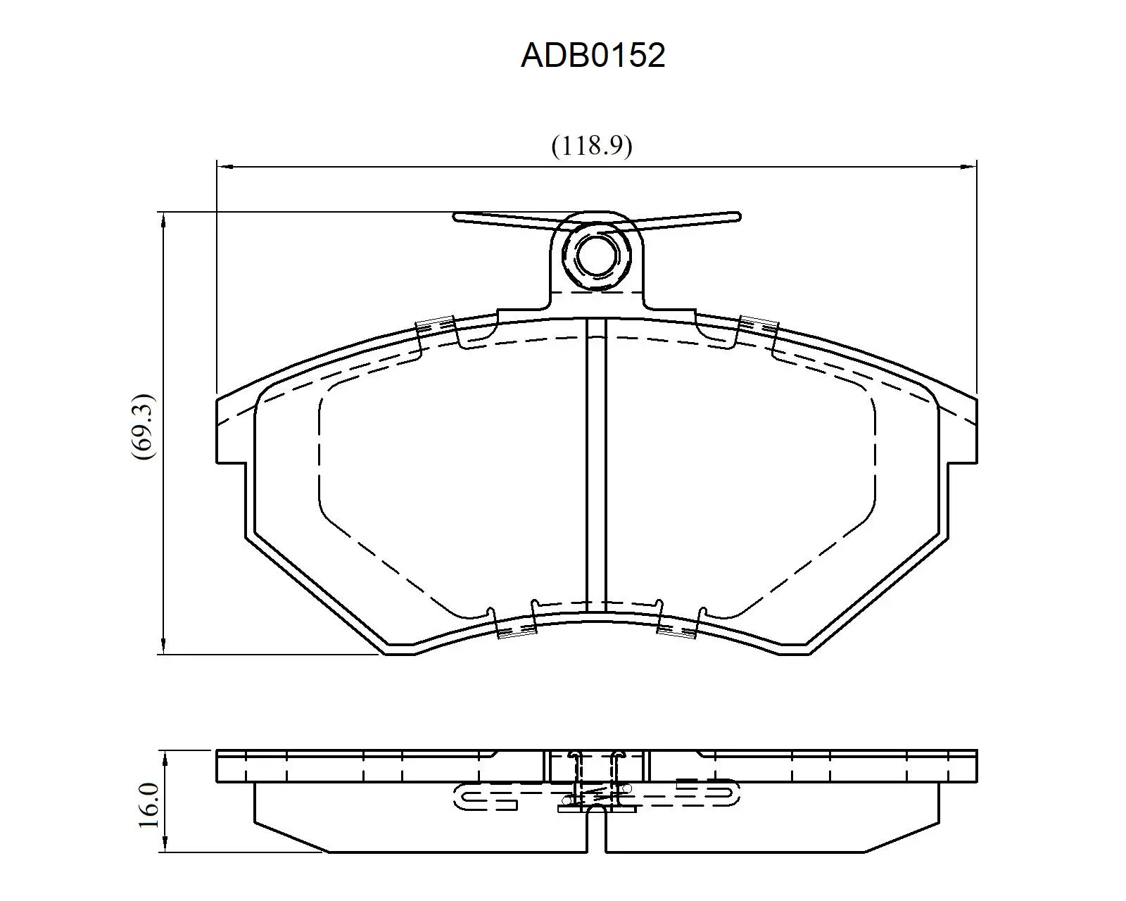 Тормозные колодки дисковые, комплект ALLIED NIPPON ADB0152 7 O98P 1441278524 изображение 0