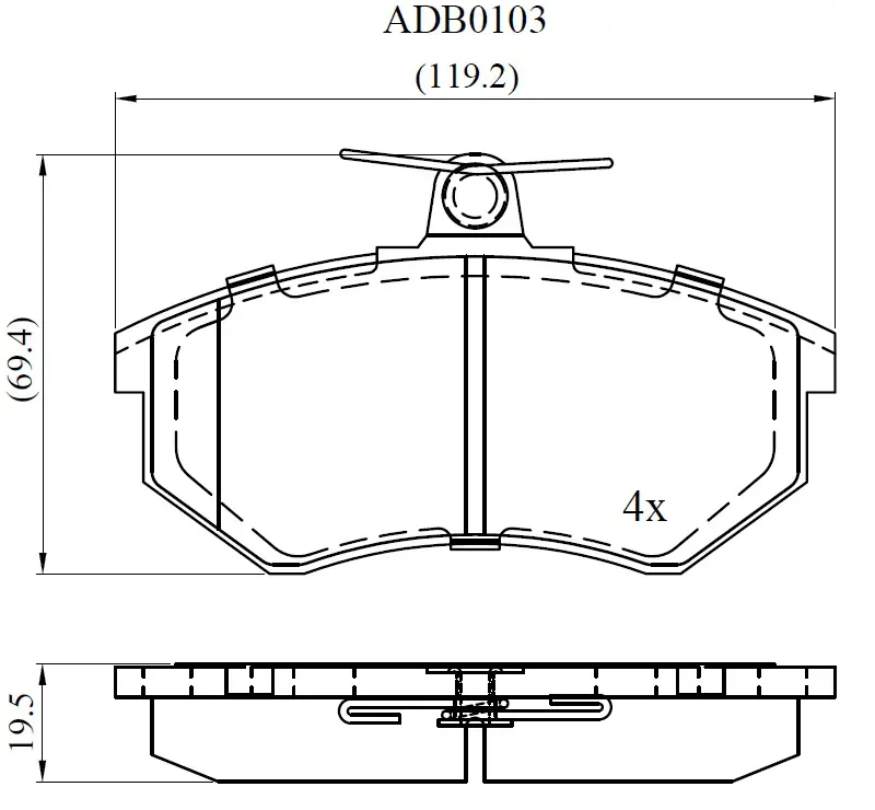 Тормозные колодки дисковые, комплект ALLIED NIPPON ADB0103 1441278545 R1B MW75 изображение 0