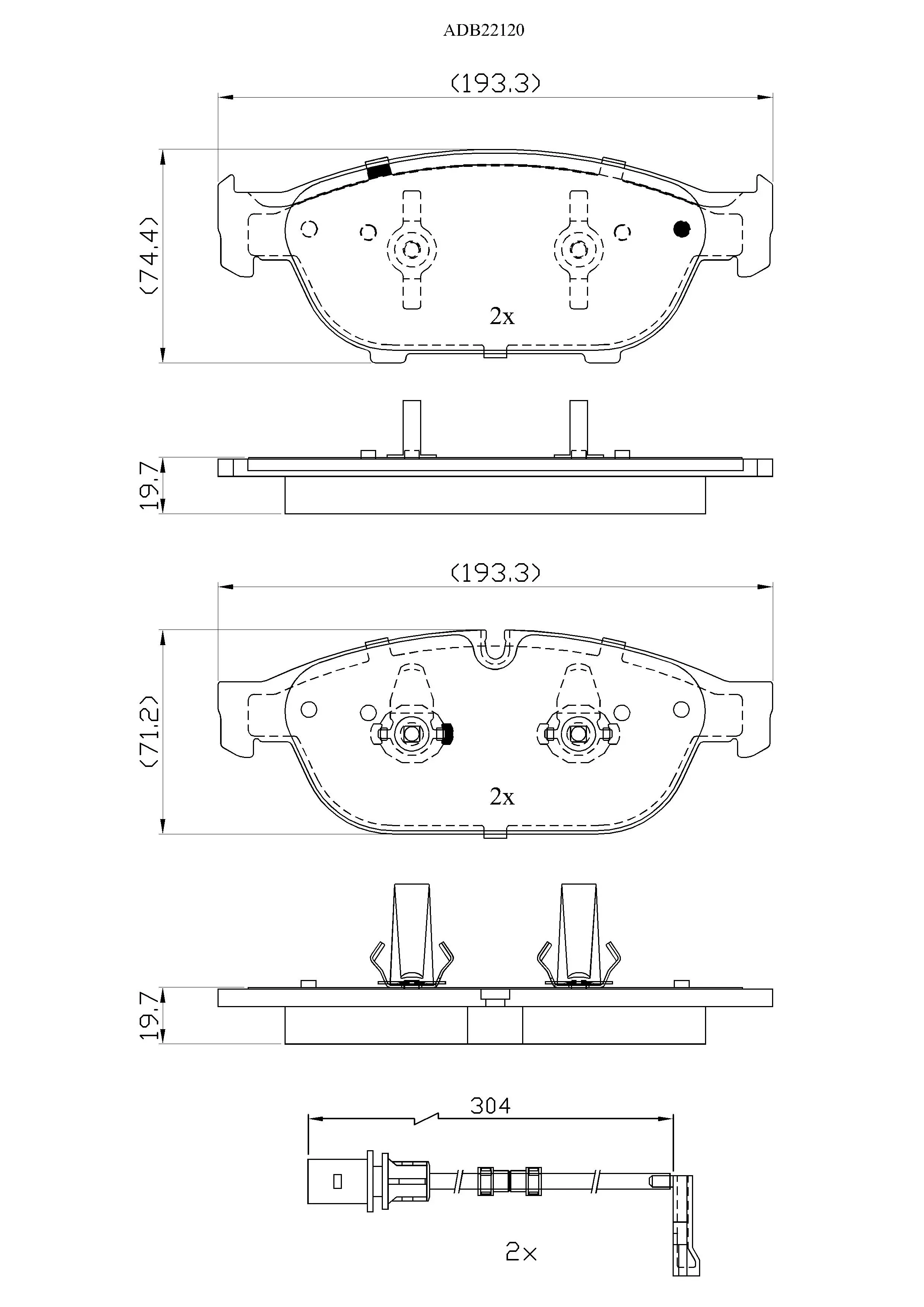 Тормозные колодки дисковые, комплект ALLIED NIPPON ADB22120 JL 6169 1441278558