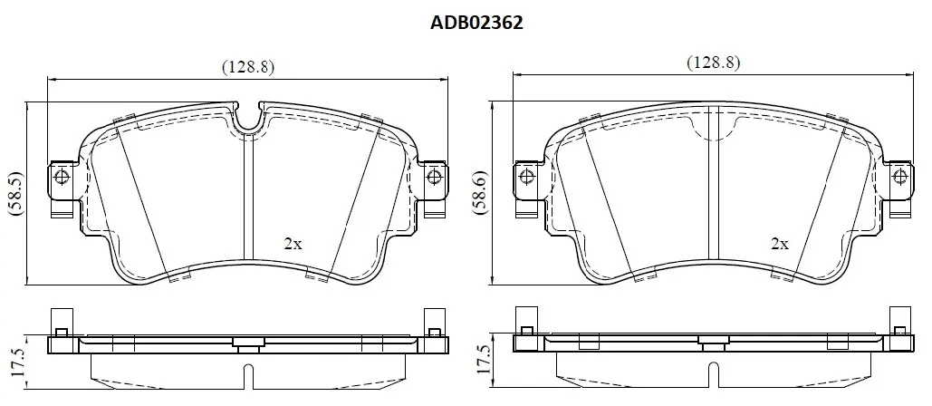 Тормозные колодки дисковые, комплект ALLIED NIPPON UE W6OG 1441278561 ADB02362