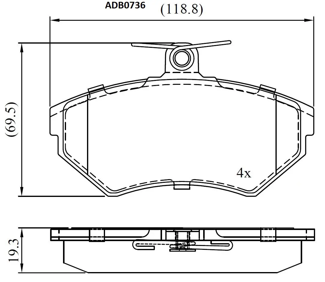 Тормозные колодки дисковые, комплект ALLIED NIPPON ADB0736 0BG DS 1441278599 изображение 0