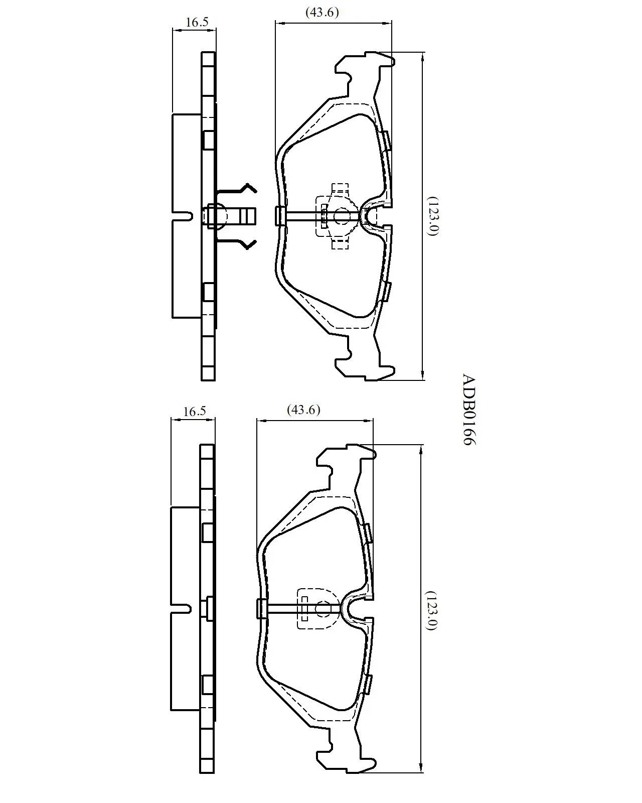 Тормозные колодки дисковые, комплект ALLIED NIPPON ADB0166 A0YB4 ER 1441278608