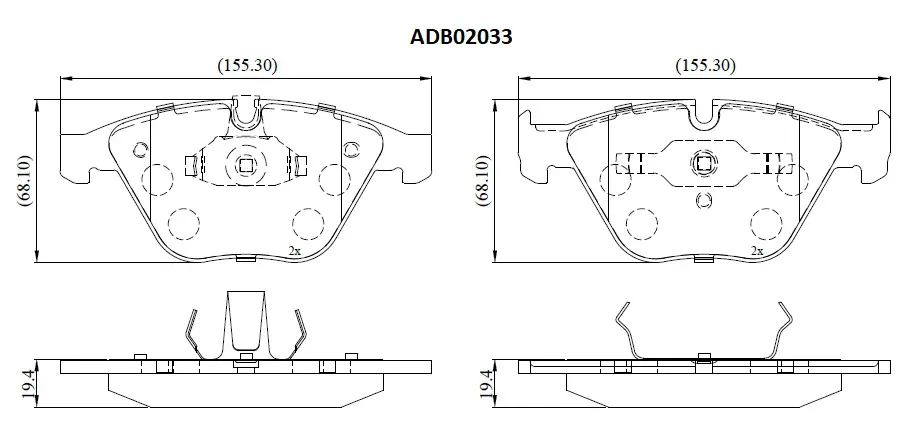 Тормозные колодки дисковые, комплект ALLIED NIPPON ADB02033 Q 1HWX 1441278611 изображение 0