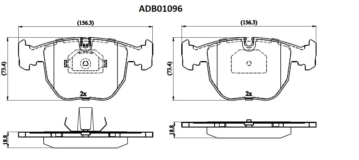 Тормозные колодки дисковые, комплект ALLIED NIPPON ADB01096 1441278656 L 02FTC
